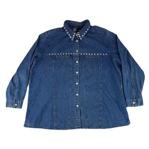 Vintage‎ Avenue Blues Western Style Blue Denim Metal Button Shirt Women's 18/20